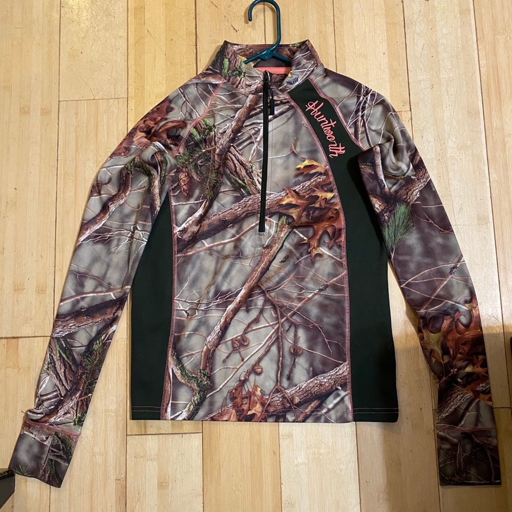 Huntworth camouflage and pink half zip pullover
